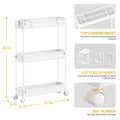 SPACELEAD Slim Storage Cart,3 Tier Bathroom Rolling Utility Cart Storage Organizer Slide Out Cart, Mobile Shelving Unit Organizer Trolley for Office Bathroom Kitchen Laundry Room Narrow Places, White 🍁 All In One Marketplace Canada