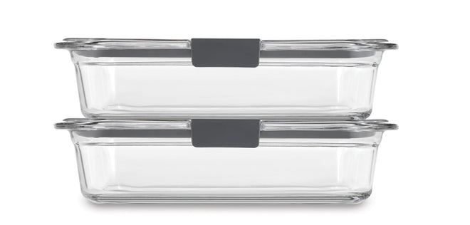 Rubbermaid 2118315 Brilliance Glass Storage 8-Cup Food Containers with Lids, 2-Pack (4 Pieces Total), BPA Free and Leak Proof, Large, Clear 🍁 All In One Marketplace Canada