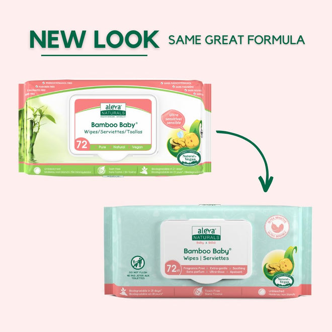 Aleva Naturals Bamboo Baby Sensitive Wipes- Natural and Organic Formula, Hypoallergenic, Biodegradable, Extra Strong and Ultra-Soft, Perfume Free Diaper Wipes - New Eco-Friendly, Sustainable Packaging- 72 Count X 6= 432 Wipes Total