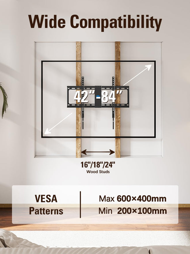 Mounting Dream Fixed TV Mount Low Profile for Most of 42-84 Inches TV Low Profile TV Wall Mount fits 16" 18" 24" Wood Studs up to VESA 600 x 400mm and 132 LBS, Ultra Slim and Space Saving MD2163-K 🍁 All In One Marketplace Canada