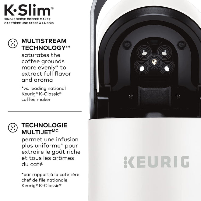 Keurig K-Slim Single Serve K-Cup Pod Coffee Maker, Featuring Simple Push Button Controls and MultiStream Technology, White 🍁 All In One Marketplace Canada