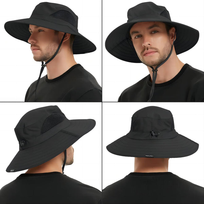 EINSKEY Sun Hat for Men/Women, Waterproof Wide Brim Bucket Hat UV Protection Boonie Hat for Fishing Hiking Garden Beach Black 🍁 All In One Marketplace Canada