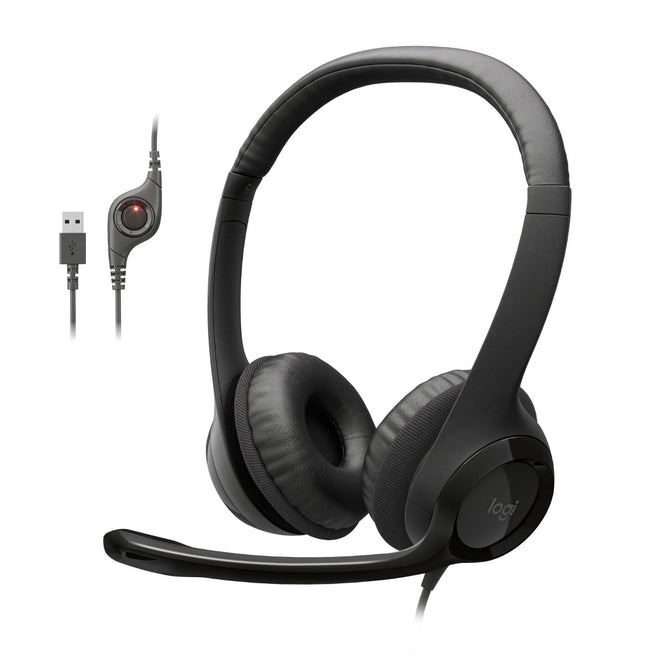 Logitech H390 Wired Headset for PC/Laptop, Stereo Headphones with Noise Cancelling Microphone, USB-A, in-Line Controls, Works with Chromebook - Black, 1 Pack 🍁 All In One Marketplace Canada