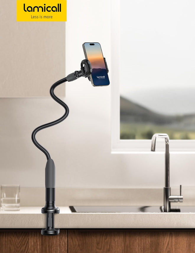 Phone Holder Bed Gooseneck Mount - Lamicall Cell Phone Stand Clamp Clip for Desk, Flexible Lazy Long Arm Headboard Bedside for iPhone 13 14 15 16 17 Pro Max Mini Plus, S24 S25 Ultra, 4-7" Smartphones 🍁 All In One Marketplace Canada
