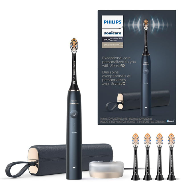 Philips Sonicare DiamondClean 9900 Prestige Electric Toothbrush - with SenseIQ Technology and Advanced AI App, 5 Brushing Modes, 3 Intensity Levels, Charging Travel Case,Midnight Blue, Model BD9002AZ 🍁 All In One Marketplace Canada