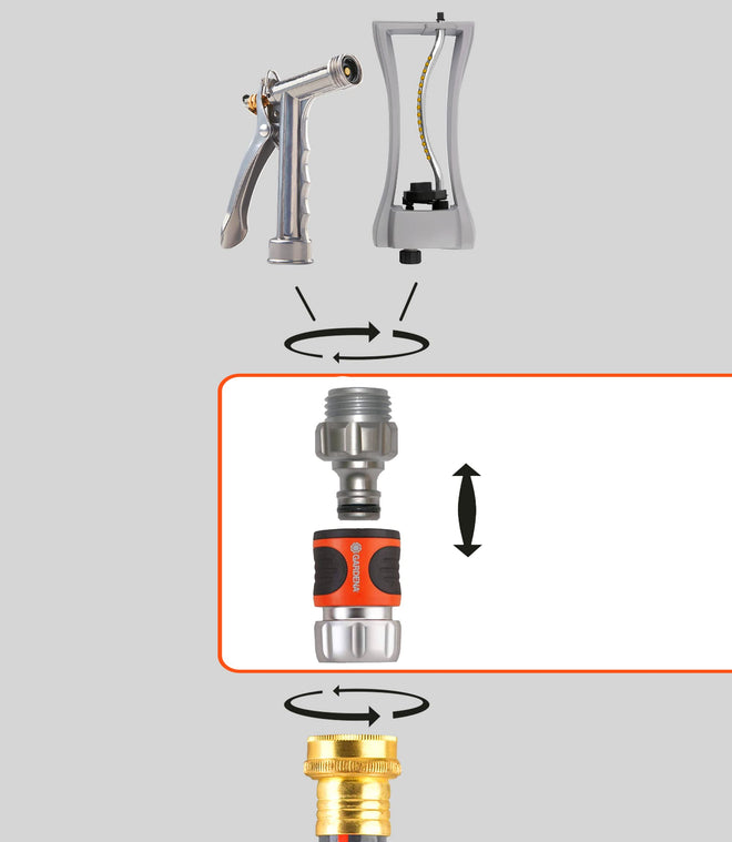 Gardena 9042-M 4-Piece Premium Metal Quick Connector Starter Set, for Any 5/8 Inch or 1/2 Inch Garden Hose, Sprinkler or Spray Nozzle, Made in Germany 🍁 All In One Marketplace Canada