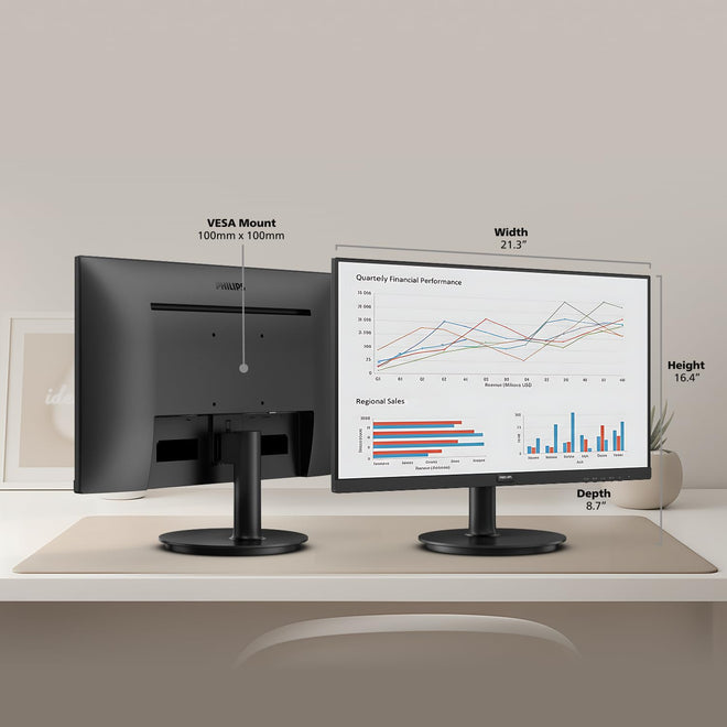 Philips New 24 inch Frameless Full HD (1920 x 1080) 100Hz Monitor, VESA, HDMI x1, VGA Port x1, Eye Care, 4 Year Replacement Warranty, 241V8LB, Black 🍁 All In One Marketplace Canada