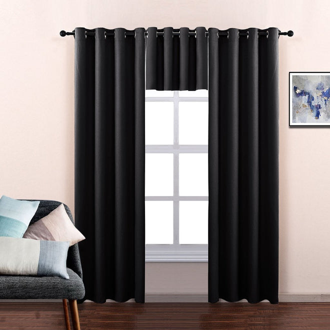 NICETOWN Blackout Valance for Small Window - Thermal Insulated Room Darkening Plain Grommet-Top Short Curtain Panel for Cafe Bar / Apartment (1 Pack, W52 x L36 + 1.2 inches Header, Black) 🍁 All In One Marketplace Canada