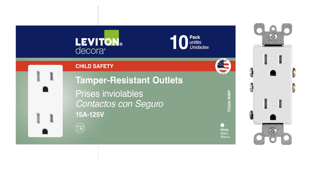 Leviton Decora, 10-Pack, 15 Amp, Tamper-Resistant Duplex Wall Receptacle, T5325-WMP, White 🍁 All In One Marketplace Canada