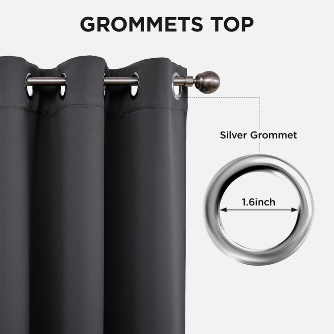 Joydeco Blackout Curtains 63 Inch Length 2 Panels Set, Thermal Insulated Long Curtains& Drapes 2 Burg, Room Darkening Grommet Drapes for Living Room Bedroom Window (W52 x L63 Inch, Dark Grey) 🍁 All In One Marketplace Canada
