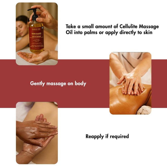 MAJESTIC PURE Cellulite Massage Oil - with Vegan Collagen & Stem Cells, Unique Blend of Massage Essential Oils - Cellulite Oil Improves Skin Tightening and Firming, 8 fl oz 🍁 All In One Marketplace Canada
