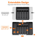 Lifewit Extra Large Cutlery Organizer, Expandable Silverware Drawer Organizer for Kitchen, Adjustable Cutlery Tray Drawer Organizer for Spoon Forks Knives, Cutlery Crocks, 13-22 x 15", Black 🍁 All In One Marketplace Canada
