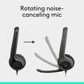 Logitech H390 Wired Headset for PC/Laptop, Stereo Headphones with Noise Cancelling Microphone, USB-A, in-Line Controls, Works with Chromebook - Black, 1 Pack 🍁 All In One Marketplace Canada