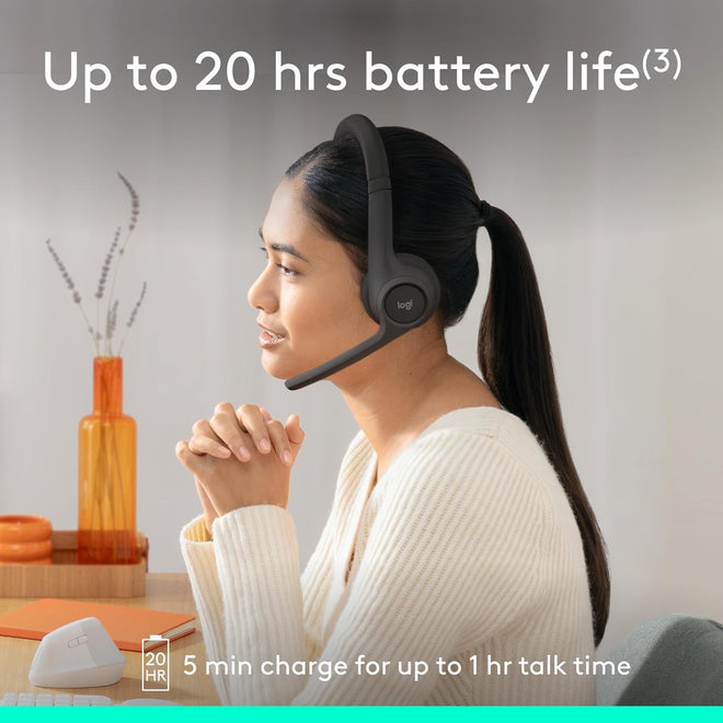 Logitech Zone 301 Wireless Bluetooth Headset with Noise-Canceling Microphone, Compatible with Windows, Mac, Chrome, Linux, iOS, iPadOS, Android – Graphite 🍁 All In One Marketplace Canada