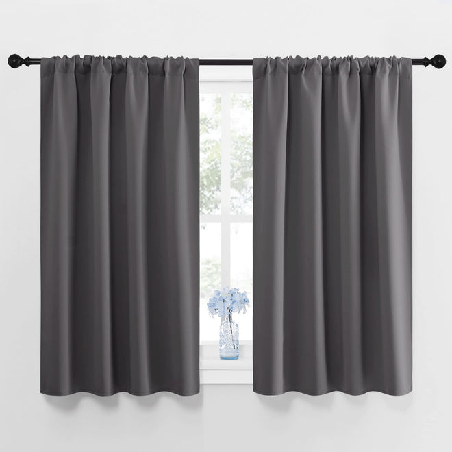 NICETOWN Blackout Kitchen Curtains 45 Inches Long, W42 x L45, Grey 🍁 All In One Marketplace Canada