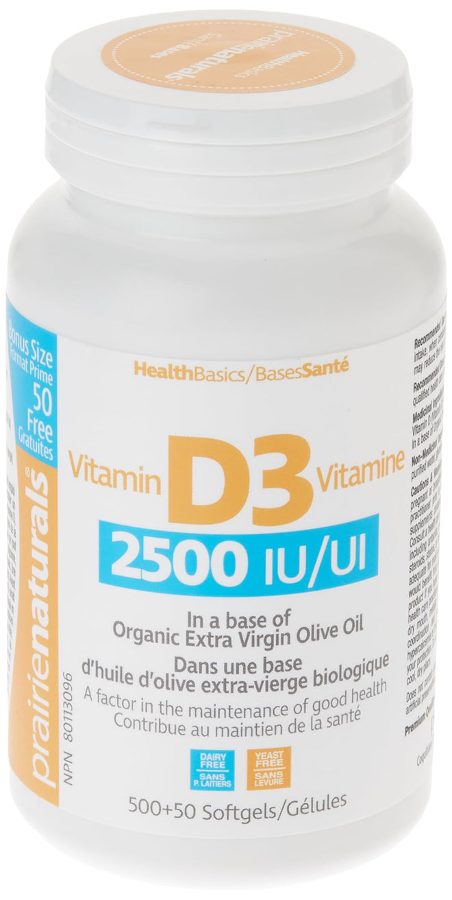 Prairie Naturals Vitamin d3 cholecalciferol 2,500iu softgel, 550 Count 🍁 All In One Marketplace Canada