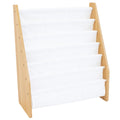 Humble Crew Kids Bookshelf 6-Tier Book Rack Organizer, Extra Large Toddler Bookcase with Fabric Storage Pockets, Front-Facing Display for Children’s Books, White/Natural Wood, Nursery/Playroom Storage 🍁 All In One Marketplace Canada