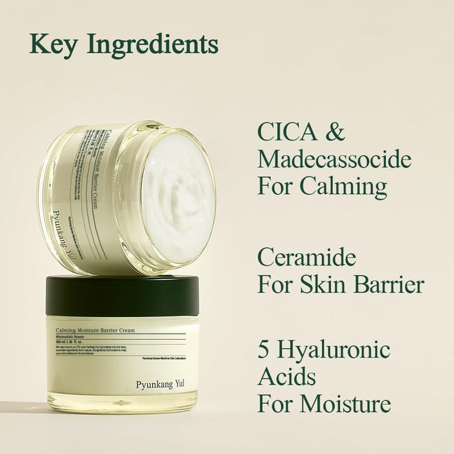 Pyunkang Yul PKY Calming Moisture Barrier Cream Instantly Soothes Sensitive Skin, Hyaluronic Acid & Ceramide for Hydration, Vegan, Korean Skincare (3.38 Fl. Oz, 100ml) 🍁 All In One Marketplace Canada