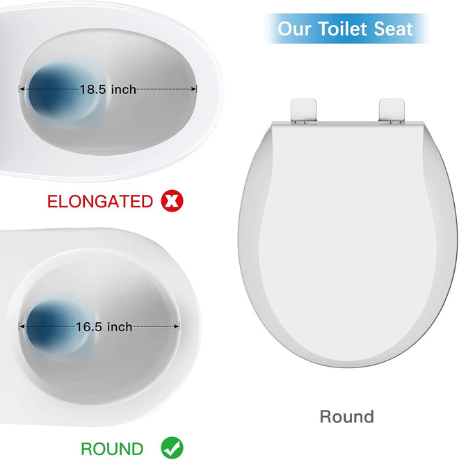 Soft Close Commercial Toilet Seat – 17 Round, Thickened White PP, Quiet Lid, Easy Install & Clean, Never Loosen, Restroom Grade, Fits Most Standard Toilets – Size: 17/19" 🍁 All In One Marketplace Canada