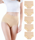 wirarpa Women's High Waisted Cotton Briefs Ladies Underwear Comfortable Panties 5 Pack Beige Large 🍁 All In One Marketplace Canada