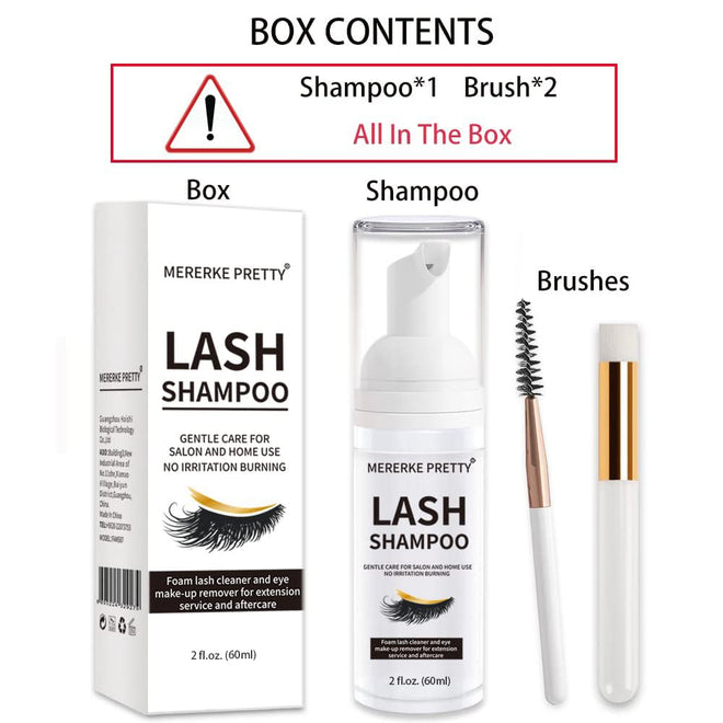 Eyelash Extension Shampoo 60 ml + Brush - Eyelid Foaming Cleanser - Sensitive Paraben & Sulfate Free - Eyelash Wash and Lash Bath for Extensions - Salon Use and Home Care 🍁 All In One Marketplace Canada