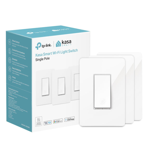 Kasa Smart Single Pole Light Switch by TP-Link (HS200P3) - Neutral Wire and 2.4GHz Wi-Fi Connection Required, Not Dimmer Switch, Works with Alexa and Google Home, No Hub Required, UL Certified, 3-Pack , White 🍁 All In One Marketplace Canada