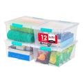 IRIS USA 11.4 L (12 US Qt) Large Deep Clip Box, 4 Pack, Clear Plastic Storage Container Bins with Latching Lids, Organizer for Home, Office and Classroom, Stackable Nestable, Seafoam Blue Buckles 🍁 All In One Marketplace Canada