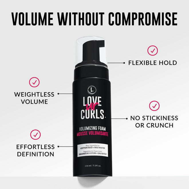 Love Ur Curls® Volumizing Foam, Lightweight Mousse for Curly Hair, Volume & Definition, Frizz Control, Soft Hold, Vegan, Silicone-Free, Quick-Drying, 7.3Fl. Oz. 🍁 All In One Marketplace Canada