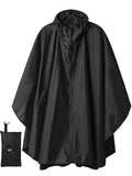 SaphiRose Hooded Rain Ponchos Outdoor Waterproof Raincoat Jacket for Adults with Zipper (Black) 🍁 All In One Marketplace Canada