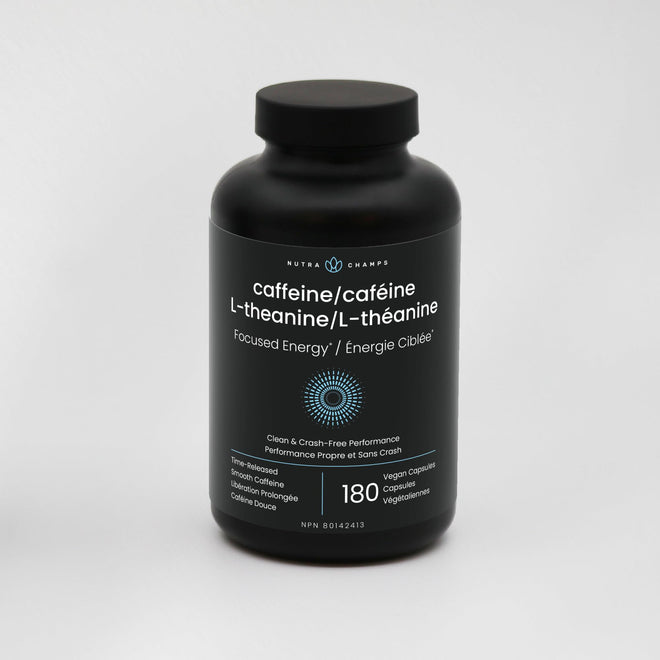 Caffeine Pills with L-Theanine - 180 Energy Pills for Women & Men - Clean & Long-Lasting Focused Energy - Sustained Release 100mg Caffeine + 200mg L Theanine - No Crash Capsules, Vegan Supplement 🍁 All In One Marketplace Canada
