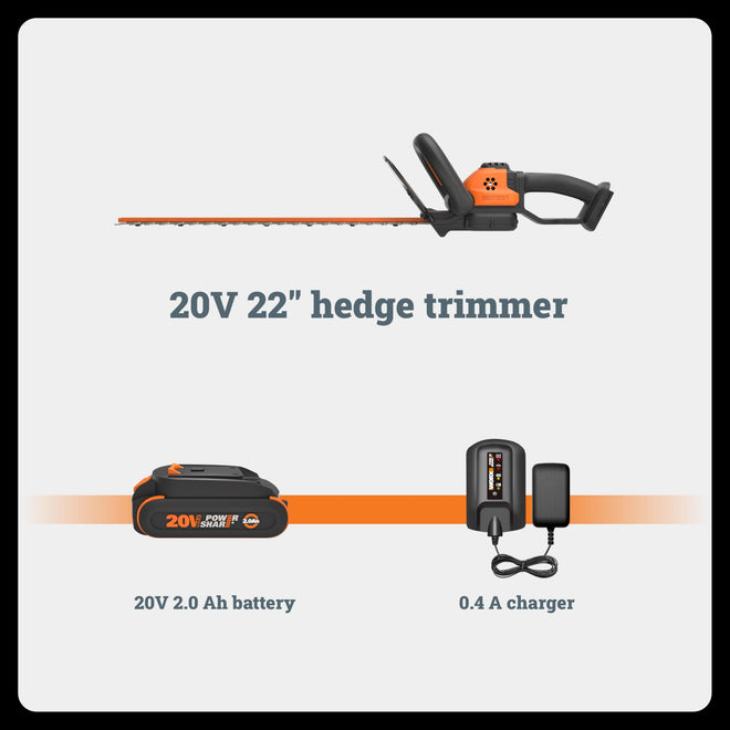 WORX WG261.9 20V PowerShare 22" Cordless Hedge Trimmer, Battery & Charger Not Included 🍁 All In One Marketplace Canada