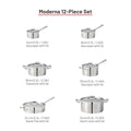 Lagostina Moderna 12-Piece Stainless Steel Cookware Set, Commercial Capsule Base, Induction Safe Pots and Pan Set Includes Saucepan, Casserole, Dutch Oven & Lids, Oven Safe up to 400°F / 204ºC 🍁 All In One Marketplace Canada