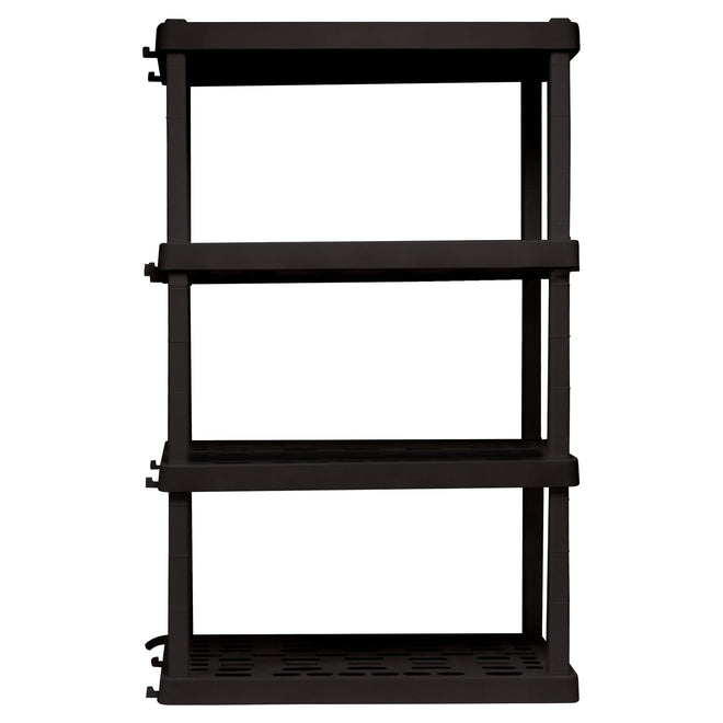 Koolatron Oscar Heavy Duty Plastic Storage Shelves- for Garage, Kitchen, Bathroom Basement, Kids Room, Toys,Stackable 4-Tier Black, Organizer Rack for Books Shoes, Pantry, Cleaning, Made in Canada 🍁 All In One Marketplace Canada