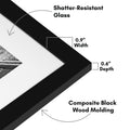 Americanflat 11x14 Picture Frame with Shatter-Resistant Glass - Use as 8x10 Frame with Mat or Display 11x14 Photo Without Mat - Signature Collection - Picture Frames for Wall Display - Black 🍁 All In One Marketplace Canada
