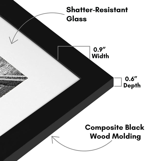 Americanflat 11x14 Picture Frame with Shatter-Resistant Glass - Use as 8x10 Frame with Mat or Display 11x14 Photo Without Mat - Signature Collection - Picture Frames for Wall Display - Black 🍁 All In One Marketplace Canada