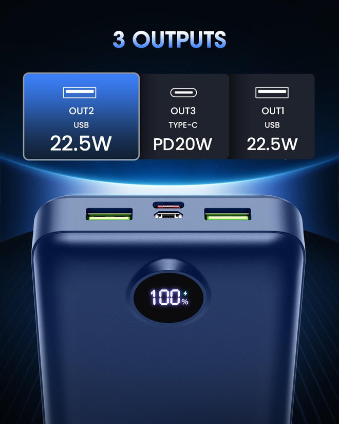 Power Bank Fast Charging 50000mAh- 22.5W Portable Charger USB C Quick Charge with 3 Outputs & 2 Inputs LED Display Huge Capacity External Battery Pack for iPhone, Samsung, iPad etc 🍁 All In One Marketplace Canada