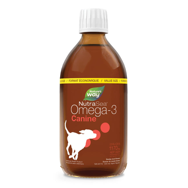 Nature’s Way NutraSea Omega-3 Canine Supplement for Dogs – Helps Support Dogs’ Skin, Coat, Muscles, Joints, Heart & Brain – 1170 mg of EPA + DHA – Smoky Meat Flavour, 500 mL 🍁 All In One Marketplace Canada