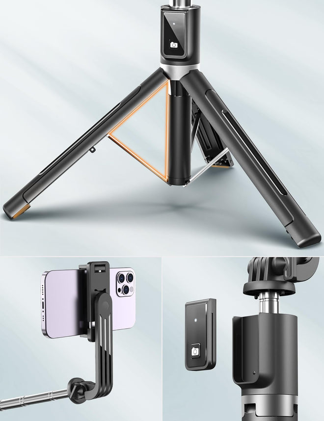 ANXRE Selfie Stick Tripod with Fill Light and Stable Base, Extendable Phone Tripod with Detachable Wireless Remote, 50" Travel Stand for Cell Phone Film & Vlog Compatible with iPhone Android Gopro 🍁 All In One Marketplace Canada