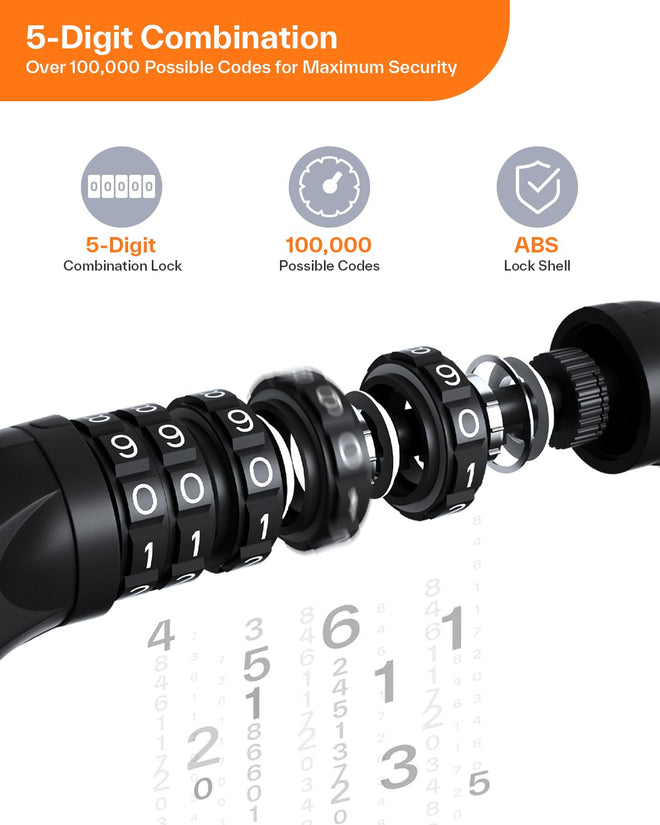 Bike Lock, 5-Digit Resettable Combination Bicycle Lock, Heavy Duty Anti-Theft Bike Chain Locks for Road Bike Mountain Bikes Cycling Locks 🍁 All In One Marketplace Canada