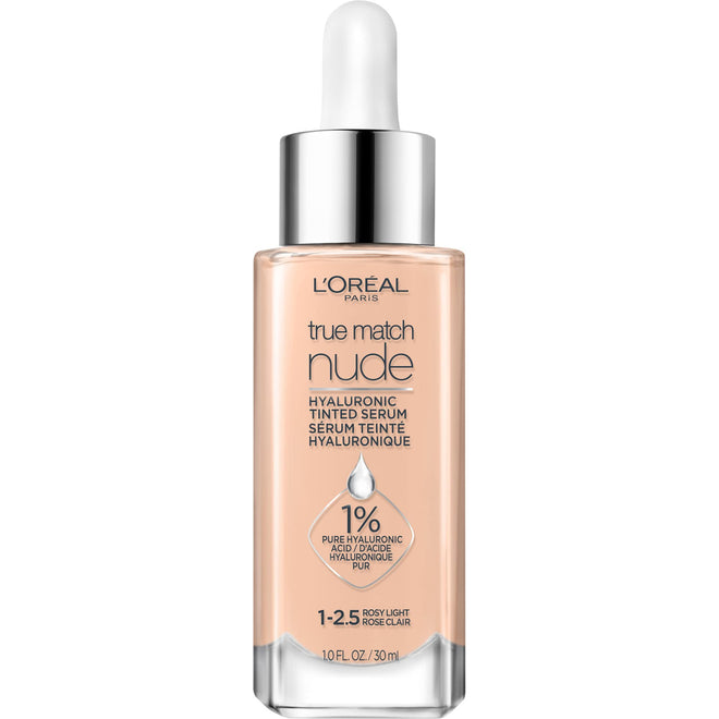 L’Oréal Paris True Match Nude Hyaluronic Foundation, Tinted Face Serum Foundation with Hyaluronic Acid for Lightweight Coverage and Instant Hydration, Radiant Finish - Rosy Light, 30 mL 🍁 All In One Marketplace Canada