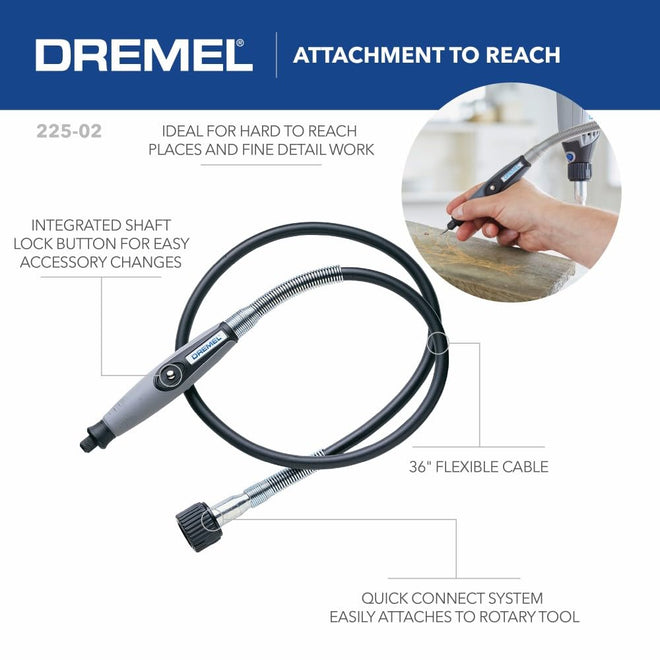 Dremel Flex Shaft Rotary Tool Attachment with Comfort Grip and 36” Long Cable-Engraver, Polisher, and Mini Sander-Ideal for Detail Metal Engraving, Wood Carving, and Jewelry Polishing, 225-02, Grey 🍁 All In One Marketplace Canada