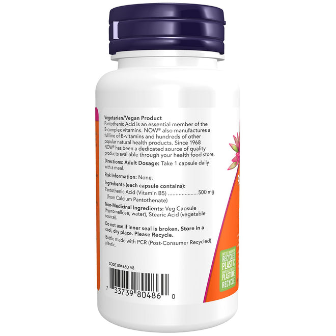 NOW Supplements, Pantothenic Acid (Vitamin B-5) 500 mg, B-Complex Vitamin, 100 Capsules 🍁 All In One Marketplace Canada