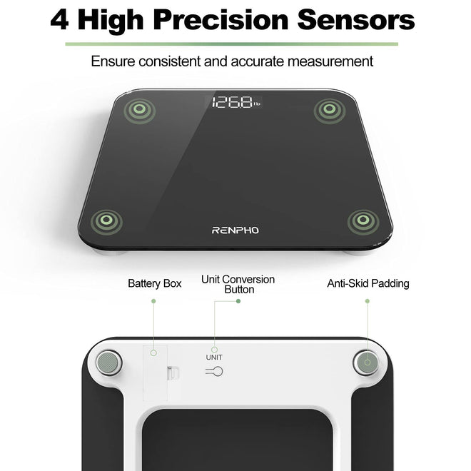 RENPHO Scale for Body Weight, Bathroom Weighing Scale with Backlit LED Display, Highly Accurate & Measures Weight up to 400 lb/180kg, Black-Core 1S (Black) 🍁 All In One Marketplace Canada