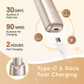 VG VOGCREST Bikini Trimmer for Women: 2-in-1 Rechargeable Painless Body Shaver - Portable Travel-Friendly Pubic Grooming Kit for Underarm Leg Arm (Champagne Gold) 🍁 All In One Marketplace Canada