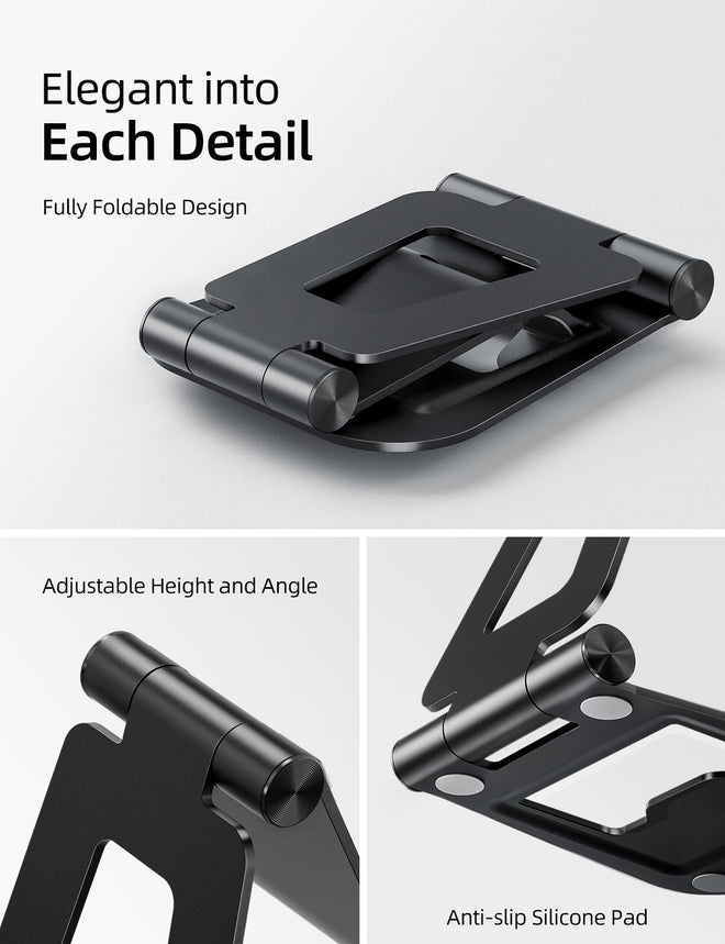 Nulaxy Aluminum Dual Foldable iPad Stand, Fully Adjustable Desktop Tablet Holder, iPad Accessories Office Compatible with 4-11" Mobile Devices Kindle, iPad Pro/Air/Mini, iPhone Pro/Max/Plus, Black 🍁 All In One Marketplace Canada