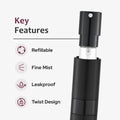 Lisapack Perfume Travel Spray Bottles - 8ml Mini Cologne Refillable Atomizer Decanter for Men - Small Size Travel Essentials Perfume Refill Decant Dispenser for Women Purse Pocket 3PCS Black 🍁 All In One Marketplace Canada