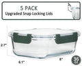 M MCIRCO [5-Packs, 36 Oz.] Glass Meal Prep Containers with Lifetime Lasting Snap Locking Lids Glass Food Containers,Airtight Lunch Container,Microwave, Oven, Freezer and Dishwasher (4.5 Cup) 🍁 All In One Marketplace Canada