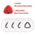 4Pcs Spin Mop Head Refills + 1 Mop Holder for Vileda, fit O-Cedar Spin Mop, Easy Wring Mop Replacement, Microfiber Triangle Replacement Pads, White Color (Pack4 * 1) 🍁 All In One Marketplace Canada