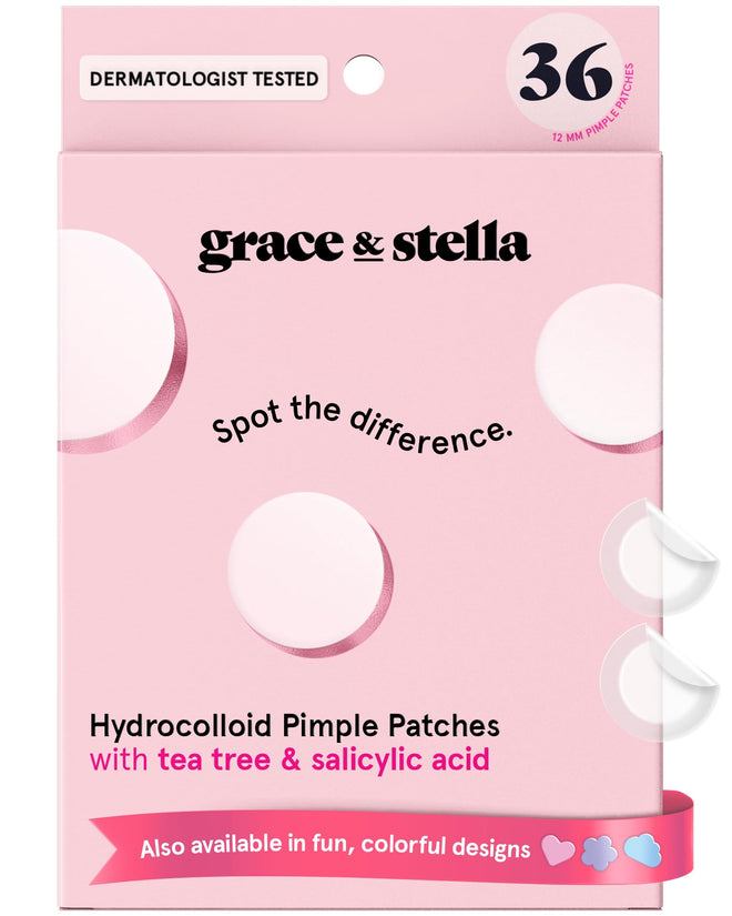 grace & stella Award Winning Invisible Skin Rescue Covers with Hydrocolloid (Round, 36 Count) - With Salicylic Acid and Tea Tree for Absorbing Impurities - Dermatologist Tested Skin Care, Cruelty Free, Vegan 🍁 All In One Marketplace Canada
