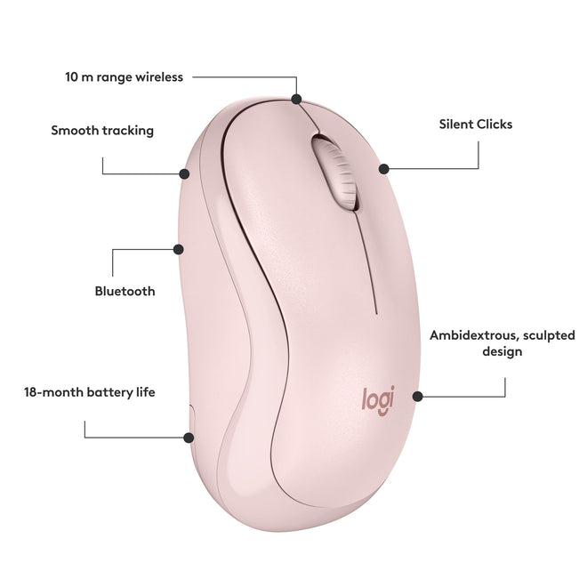 Logitech M240 Silent Bluetooth Mouse, Wireless, Compact, Portable, Smooth Tracking, 18-Month Battery, for Windows, macOS, ChromeOS, Compatible with PC, Mac, Laptop, Tablets - Rose 🍁 All In One Marketplace Canada